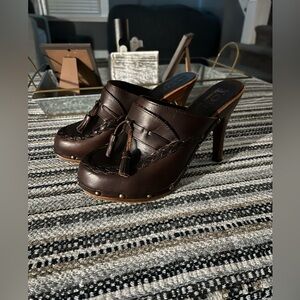 VINTAGE: Michael Kors wooden high heeled mules